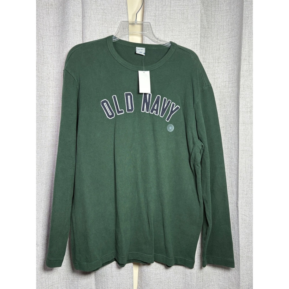 Old Navy Green Long Sleeve Graphic Logo T-Shirt Cotton Crewneck M Vintage Vibe